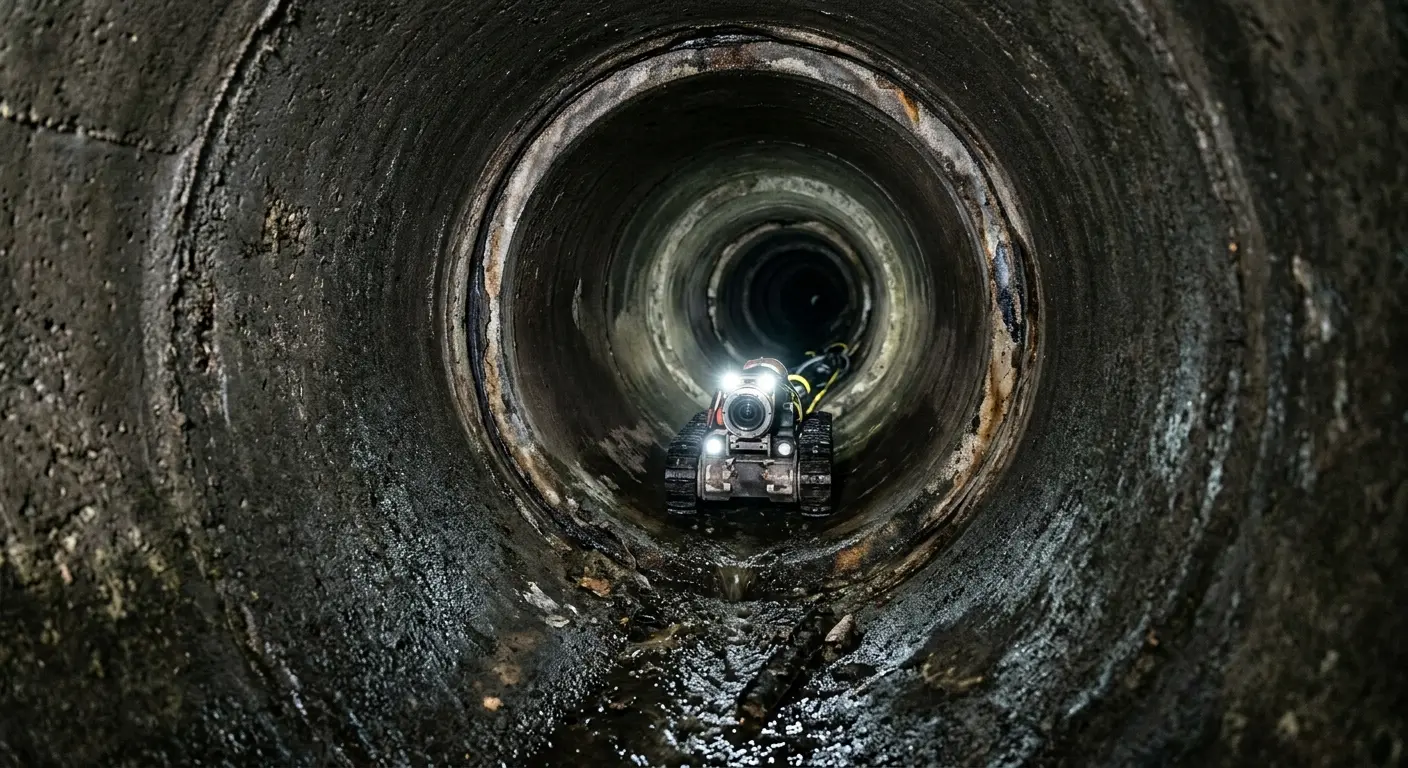 Robotic sewer camera inspecting pipe interior for Sewer Line Cleaning in Daly City